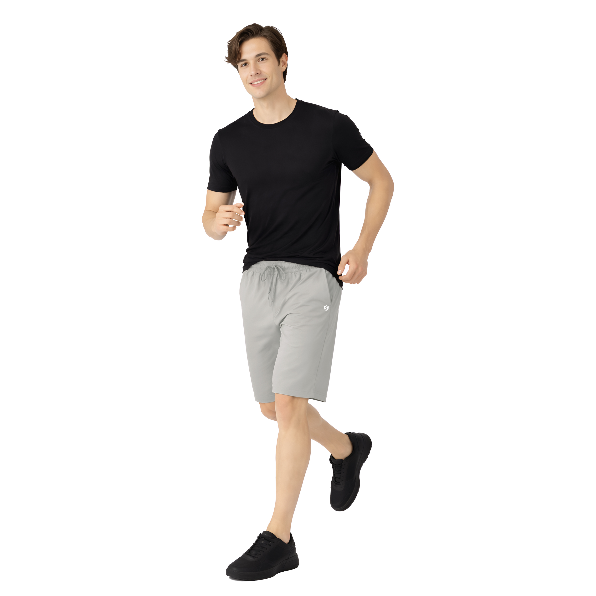 Men Cotton Regular Fit Shorts with Zipper Pocket & Drawstring Waist