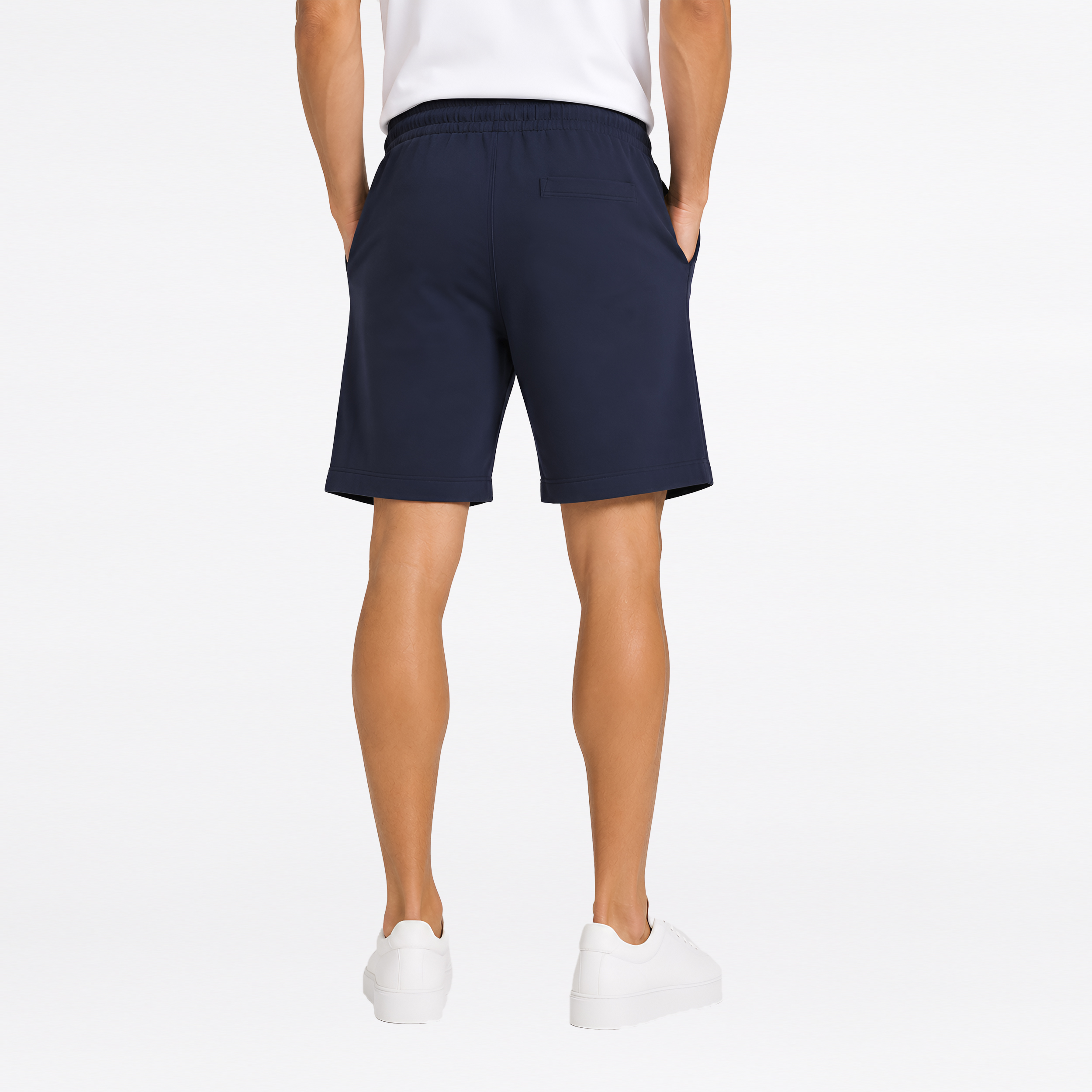 Men Cotton Regular Fit Shorts with Zipper Pocket & Drawstring Waist