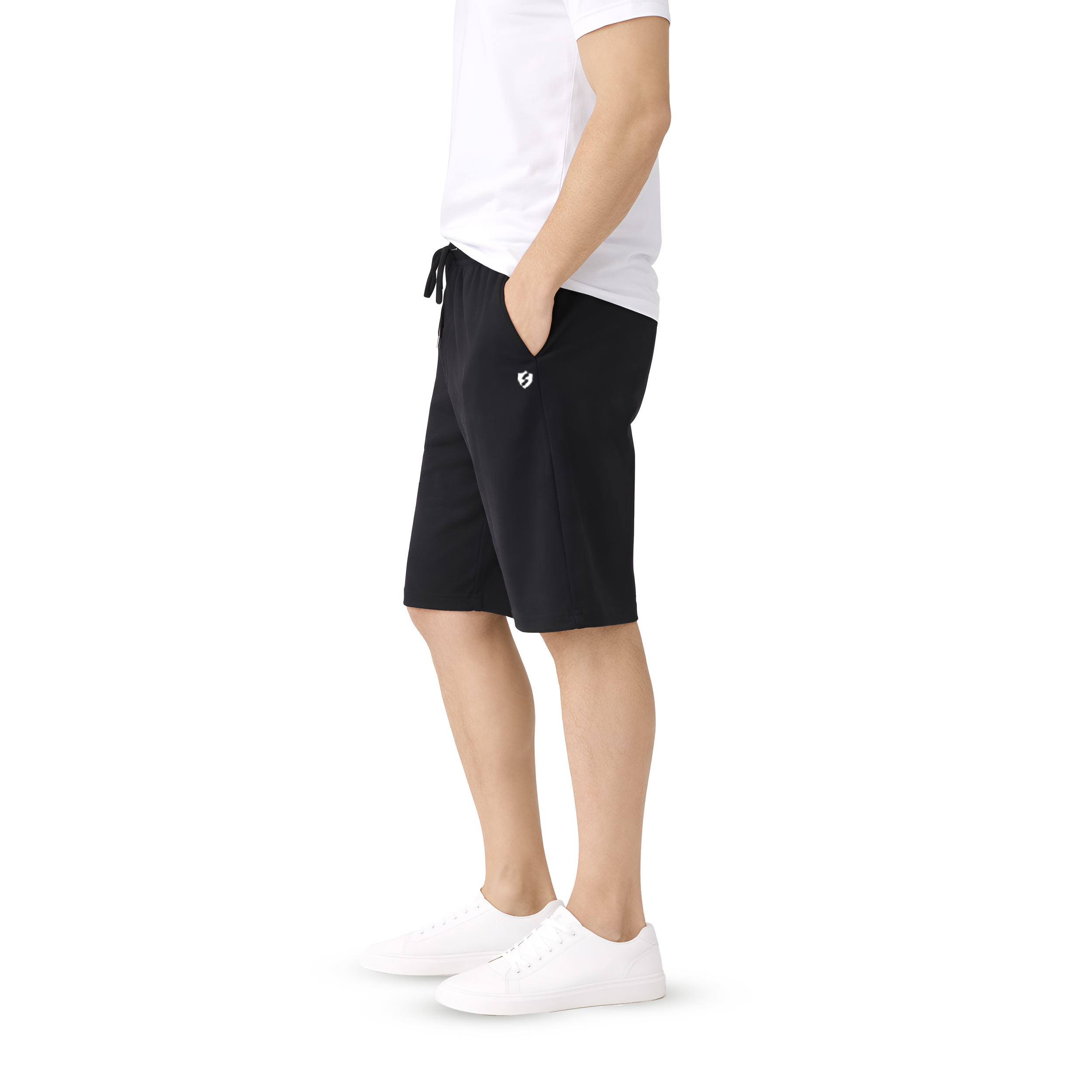Men Cotton Regular Fit Shorts with Zipper Pocket & Drawstring Waist
