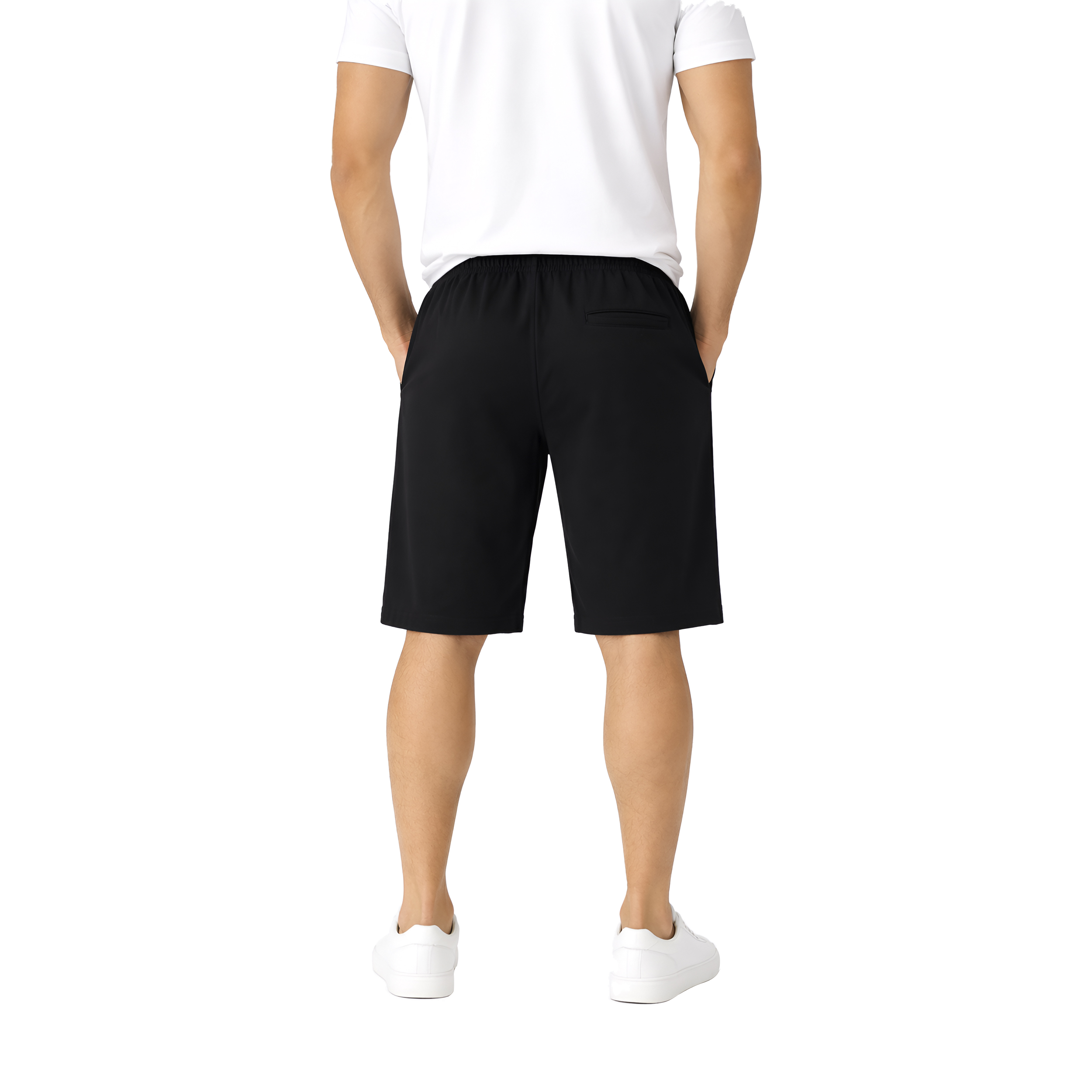 Men Cotton Regular Fit Shorts with Zipper Pocket & Drawstring Waist