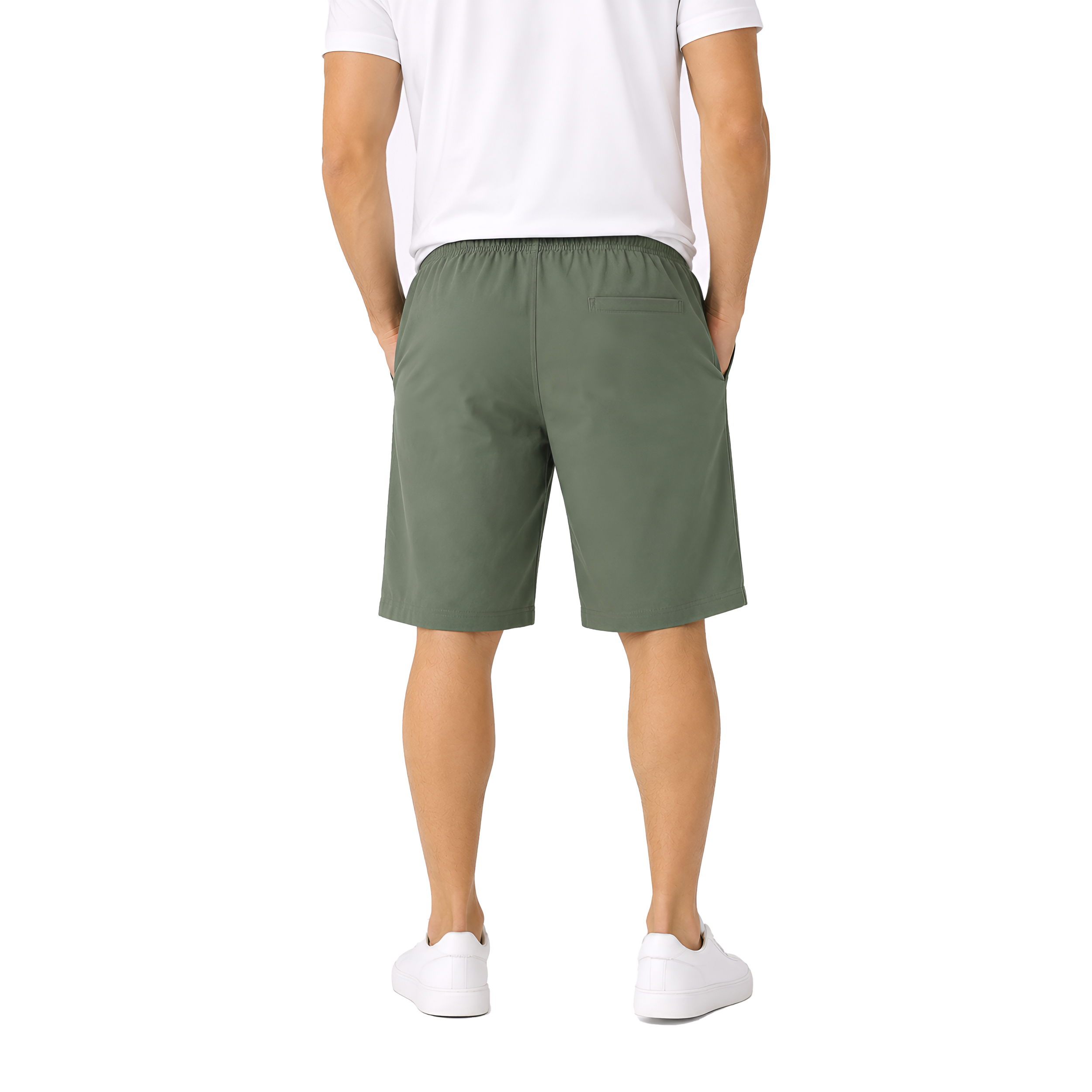 Men Cotton Regular Fit Shorts with Zipper Pocket & Drawstring Waist