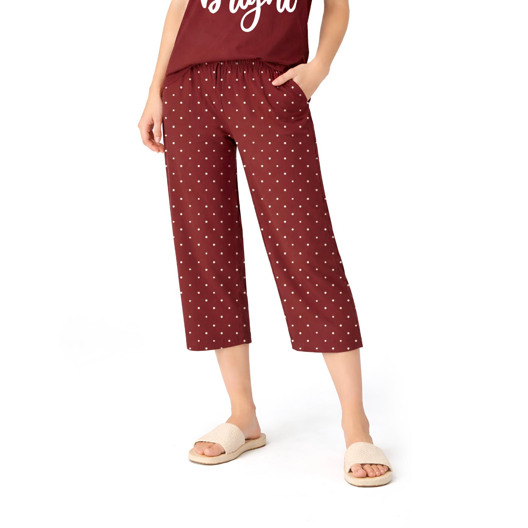 Women’s Printed Cotton Night Suit Set Soft Half Sleeve T-Shirt & Capri Pajama Nightwear Combo