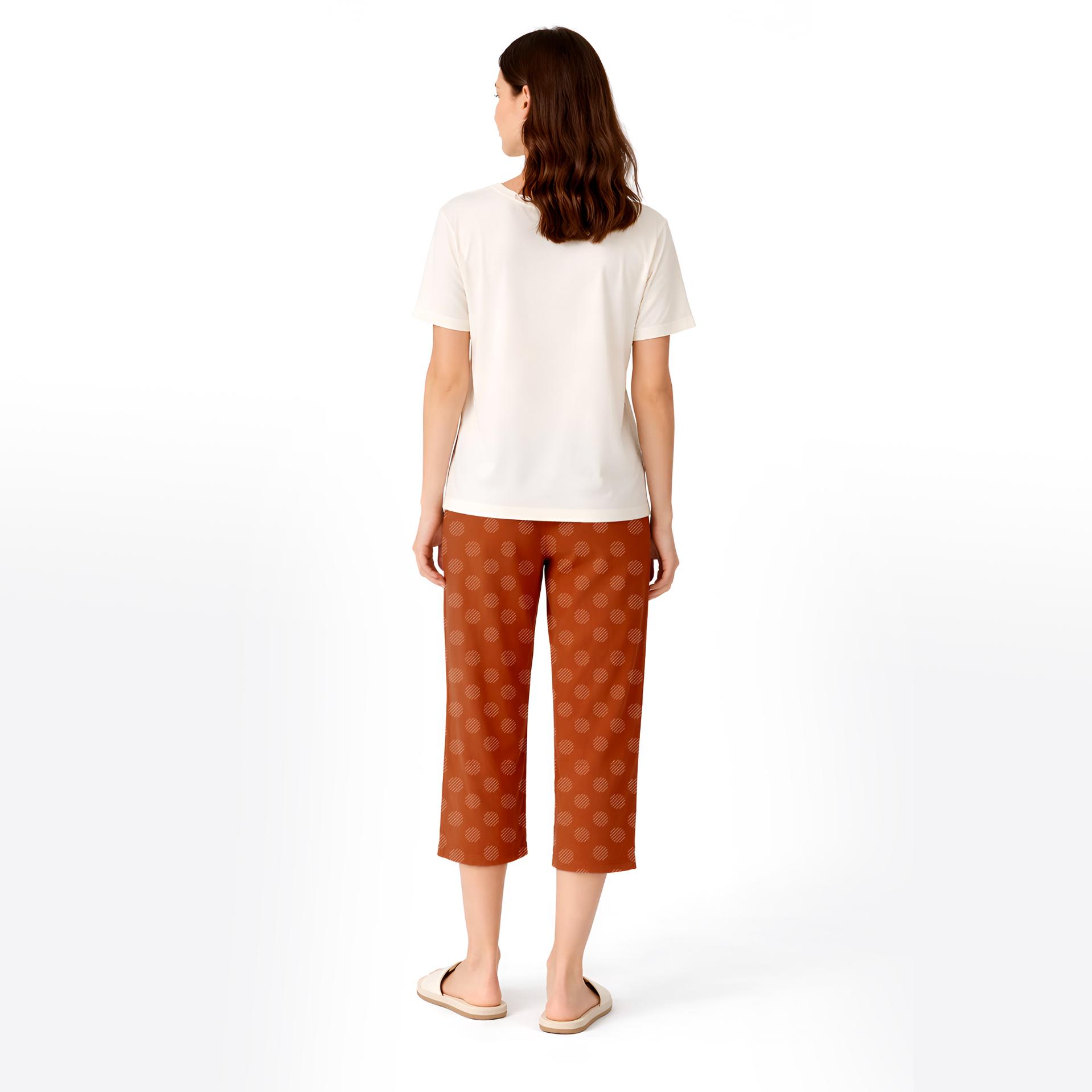 Women’s Printed Cotton Night Suit Set Soft Half Sleeve T-Shirt & Capri Pajama Nightwear Combo