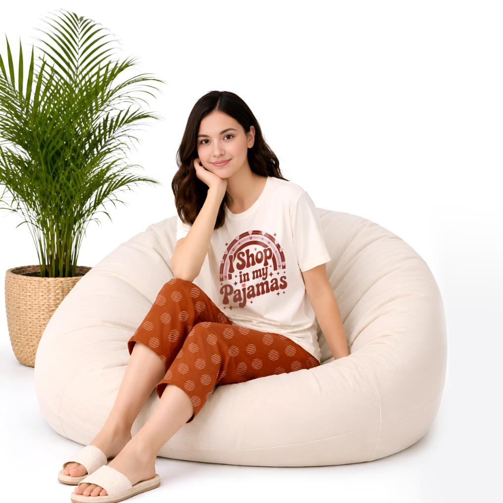 Women’s Printed Cotton Night Suit Set Soft Half Sleeve T-Shirt & Capri Pajama Nightwear Combo