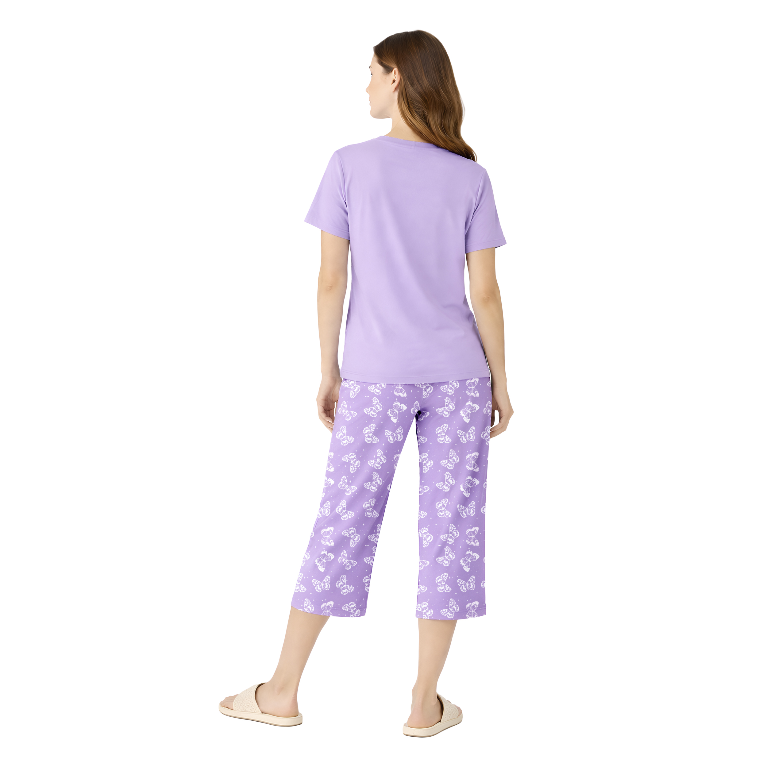 Women’s Printed Cotton Night Suit Set Soft Half Sleeve T-Shirt & Capri Pajama Nightwear Combo