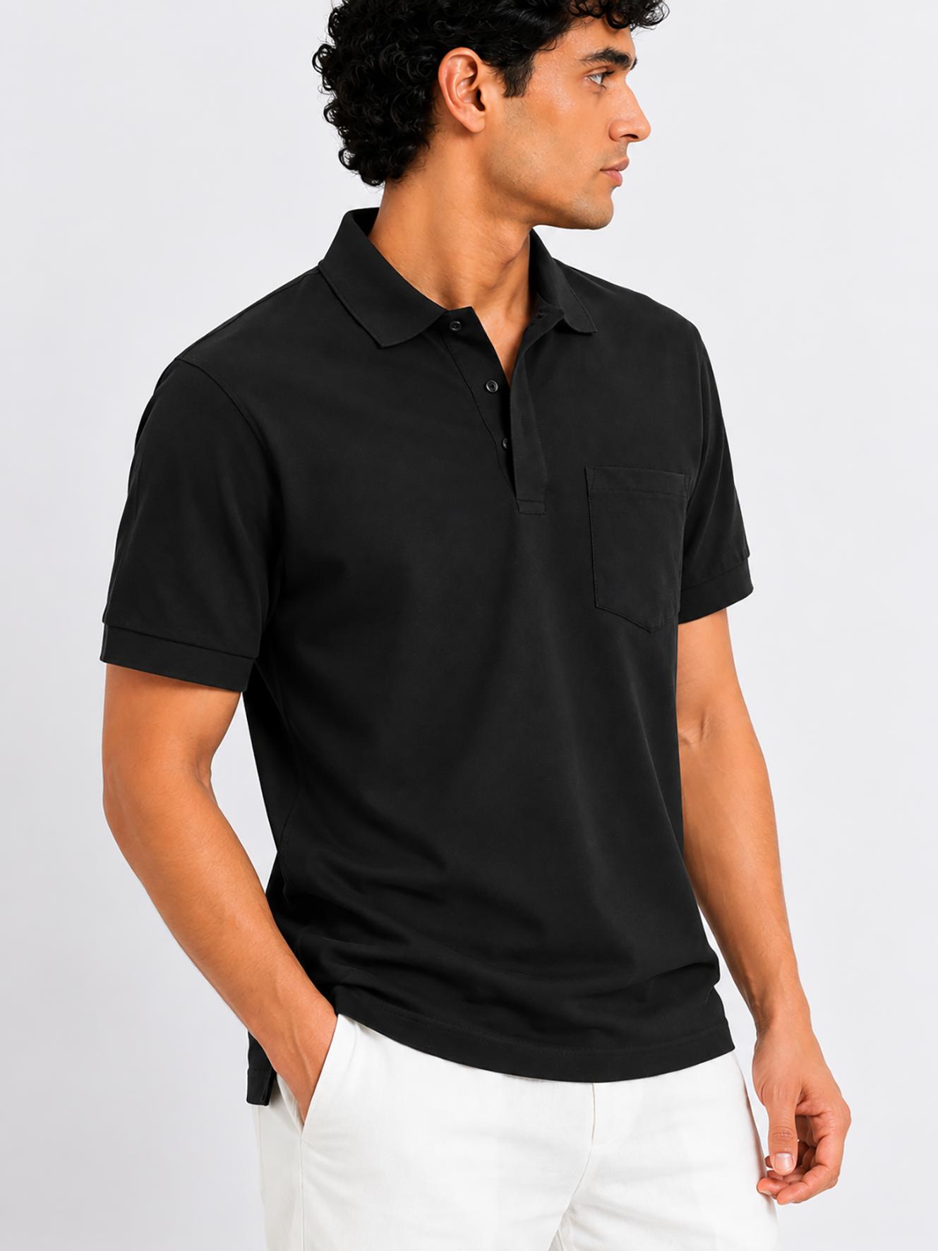 Men’s Premium Solid Polo T-Shirt Classic Fit Cotton Blend Casual Collar Tee