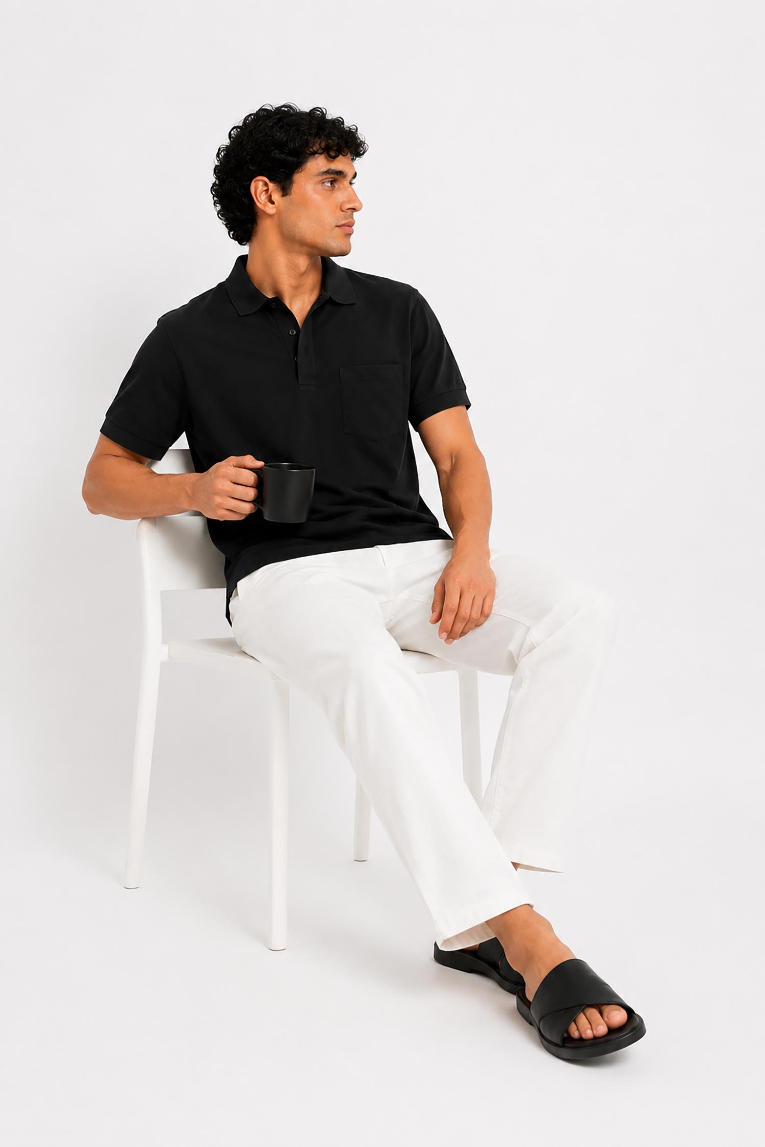 Men’s Premium Solid Polo T-Shirt Classic Fit Cotton Blend Casual Collar Tee