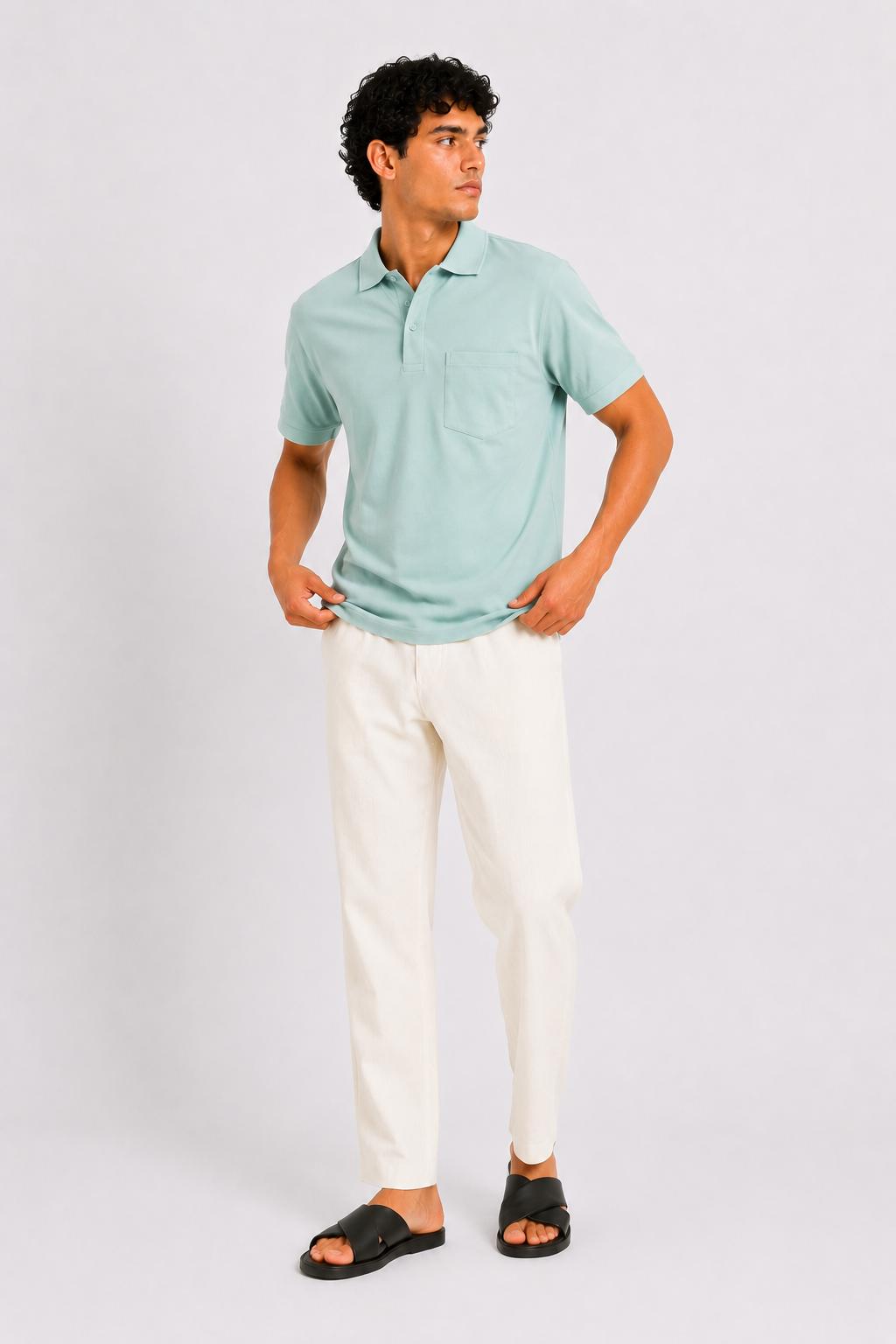 Men’s Premium Solid Polo T-Shirt Classic Fit Cotton Blend Casual Collar Tee