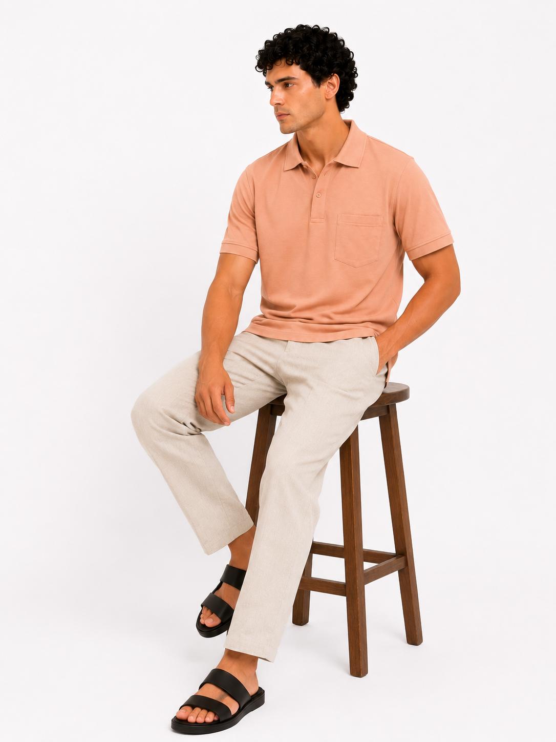 Men’s Premium Solid Polo T-Shirt Classic Fit Cotton Blend Casual Collar Tee