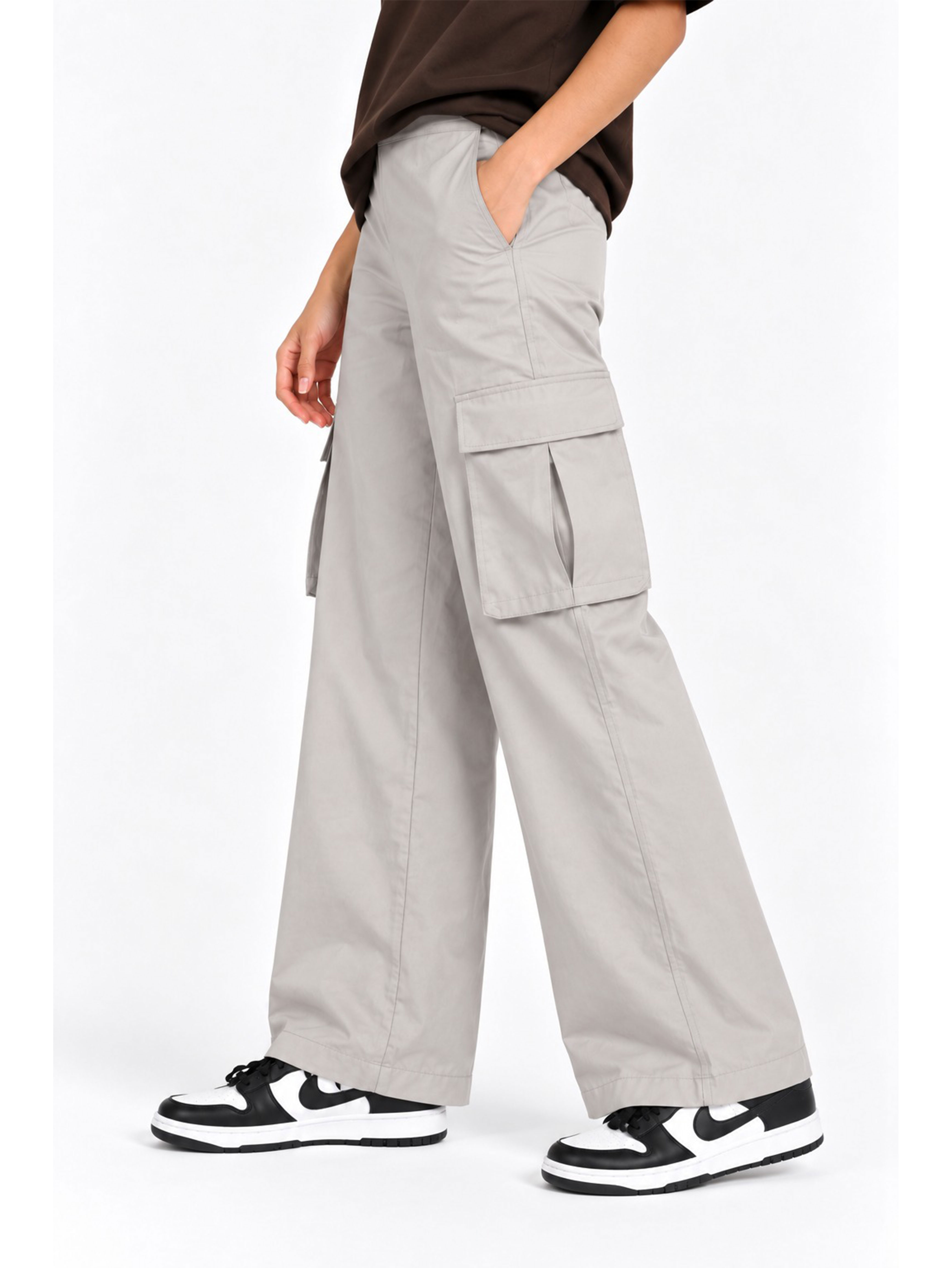 Super Combed Cotton Oversized Cargo Utility Pants With Inner Drawstrings