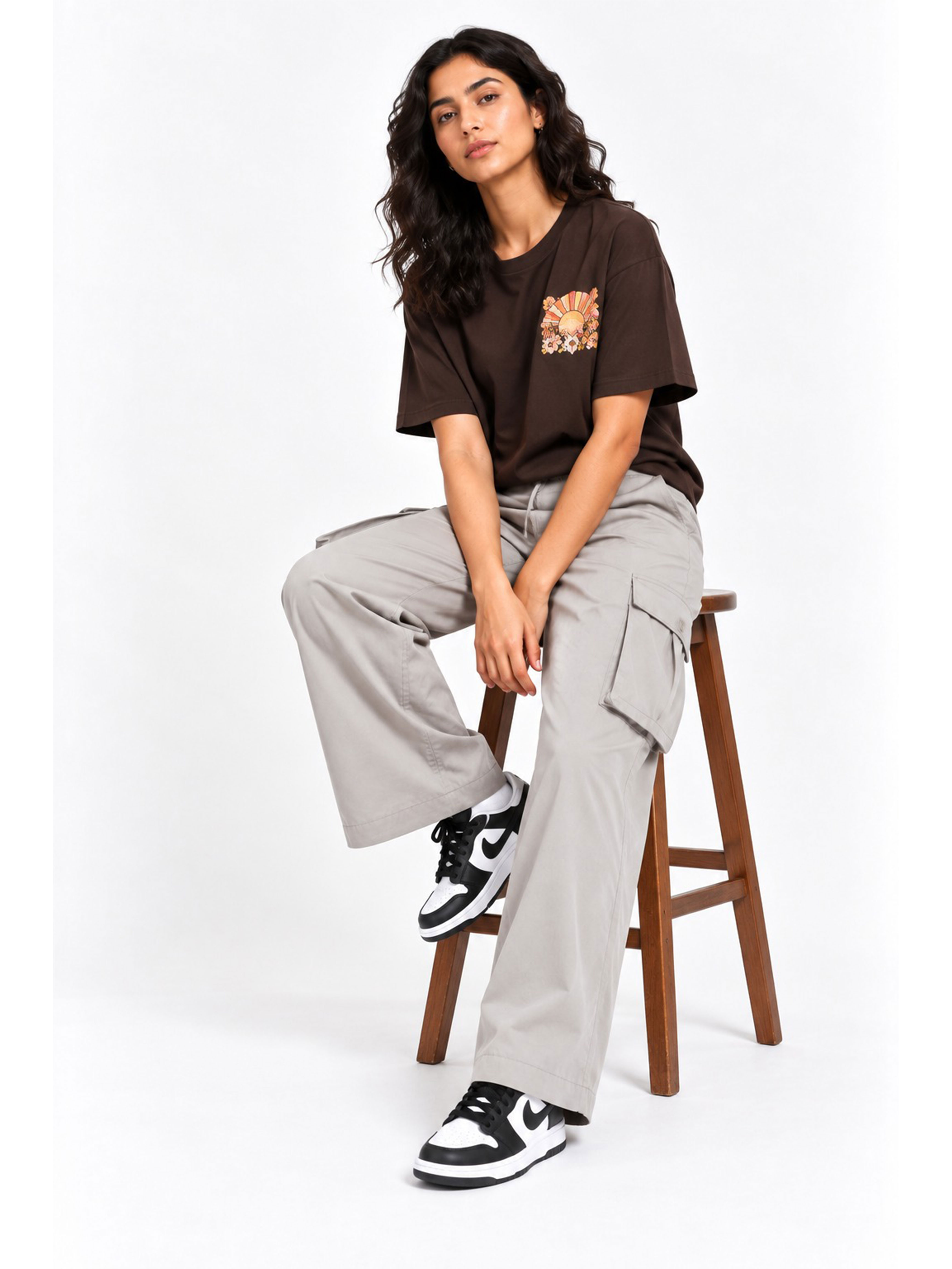 Super Combed Cotton Oversized Cargo Utility Pants With Inner Drawstrings
