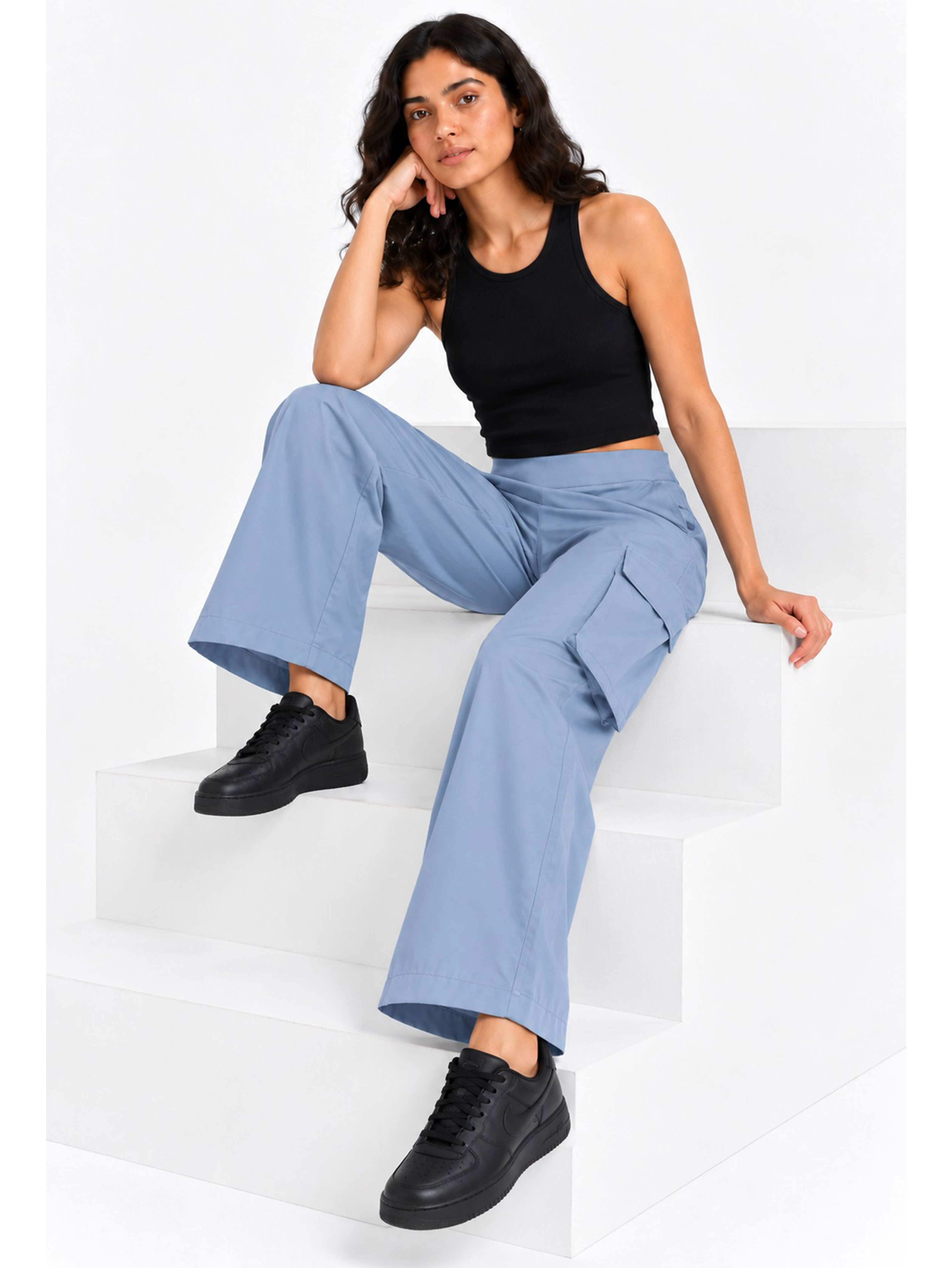 Super Combed Cotton Oversized Cargo Utility Pants With Inner Drawstrings