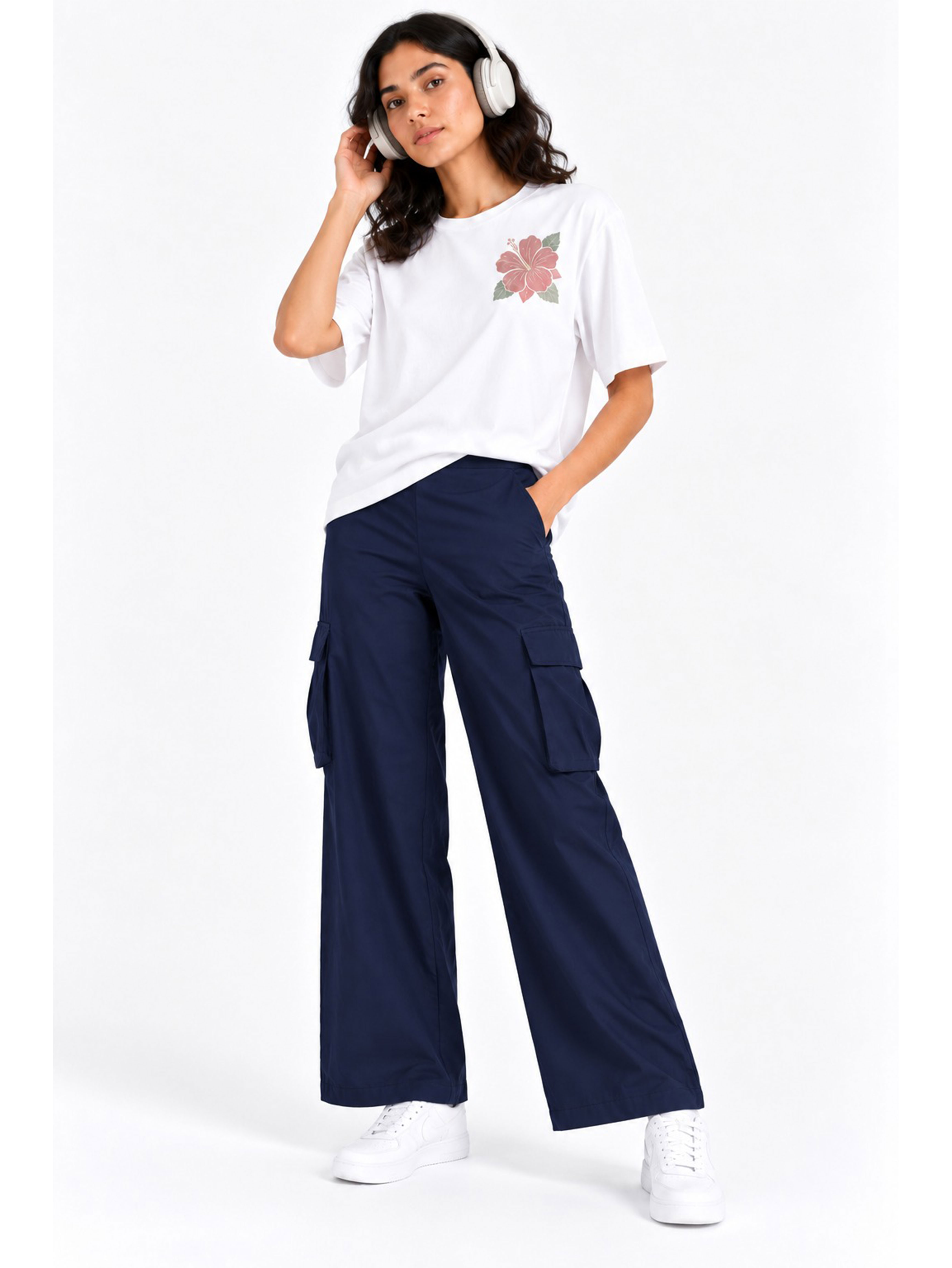 Super Combed Cotton Oversized Cargo Utility Pants With Inner Drawstrings