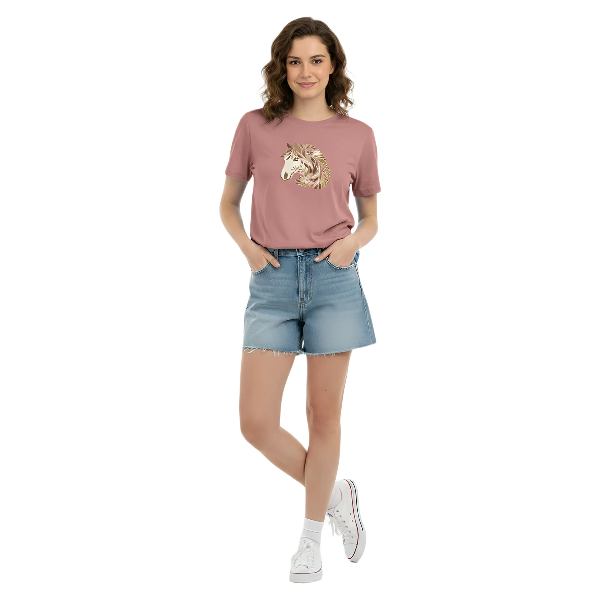 Women Unicorn Embroidery Patch Box Fit T-Shirt