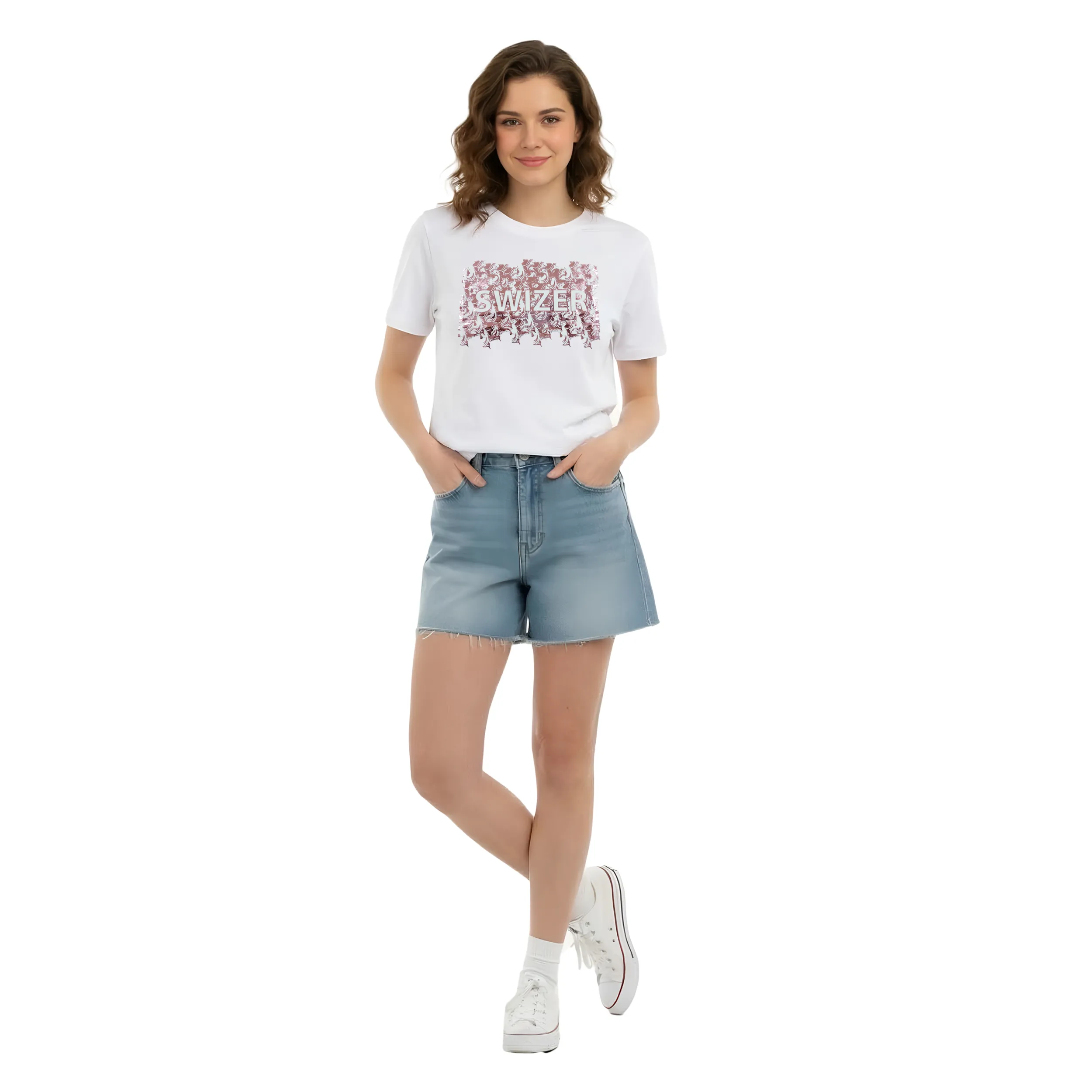 Women Foil Print Box Fit T-Shirt