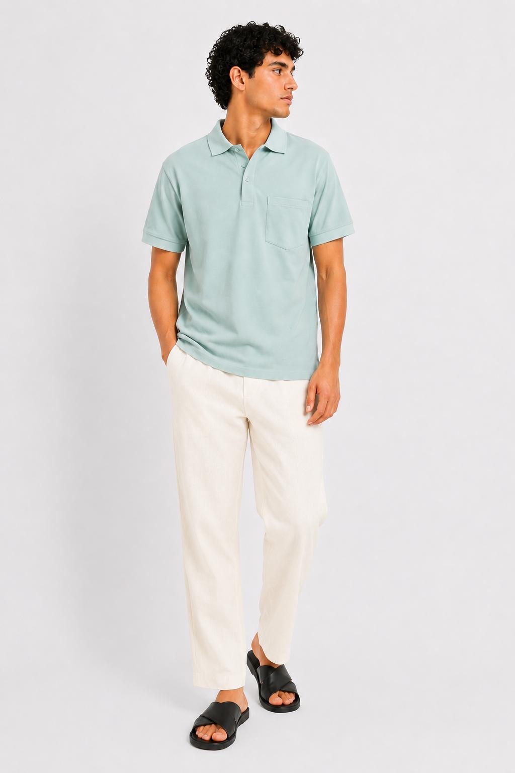 Men’s Premium Solid Polo T-Shirt Classic Fit Cotton Blend Casual Collar Tee