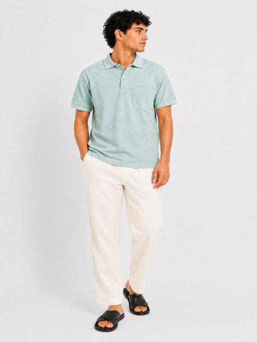 Men’s Premium Solid Polo T-Shirt Classic Fit Cotton Blend Casual Collar Tee